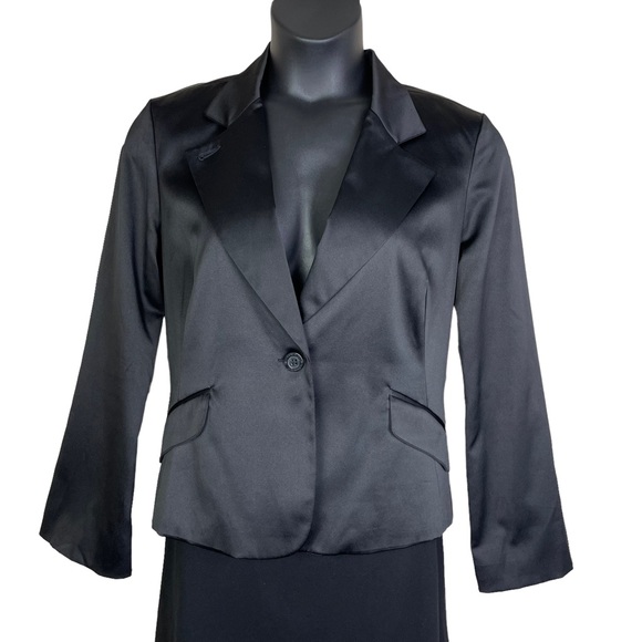 Tommy Hilfiger Jackets & Blazers - Tommy Hilfiger Satin Single Breasted Fitted Blazer Slit Sleeves Black Size XL